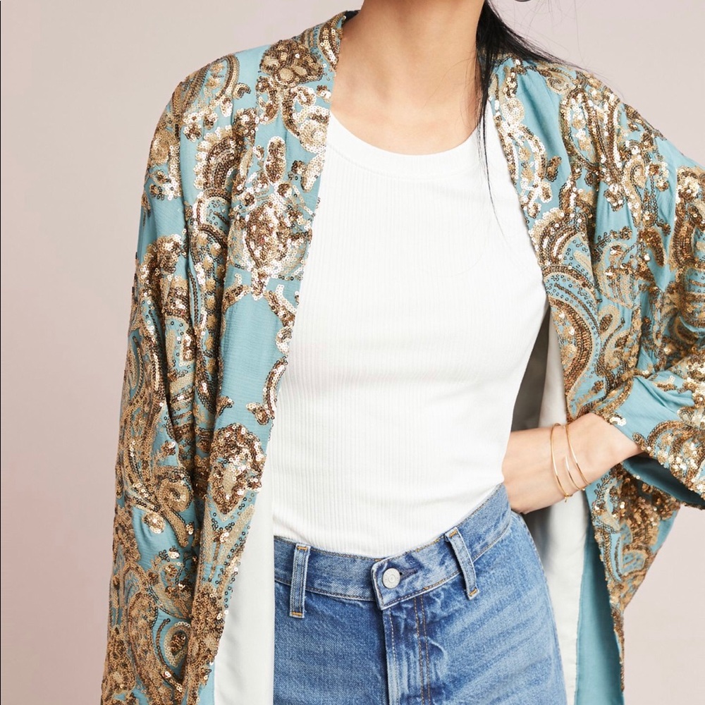 Glittering Gold Sequin Kimono Anthropologie
